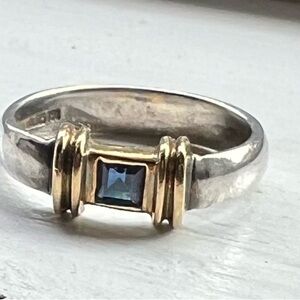 Tiffany & Co Silver and Gold Sapphire Ring! Vintage! Size 5